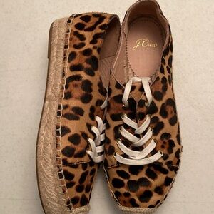 J. Crew Animal Print Calf Hair Espadrille Sneakers